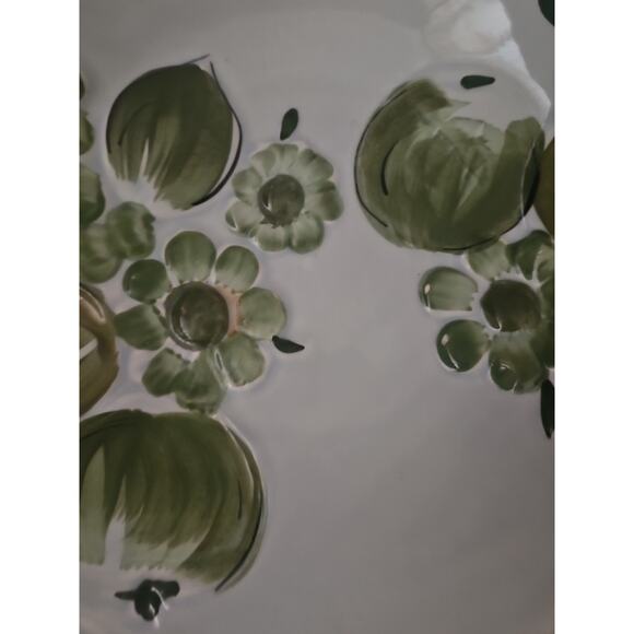 Los Angeles Potteries Embossed Fruit Bowl #36 White Green Vintage 1966 USA MCM - Picture 4 of 7